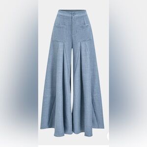 MICAS Roched Zipper Pocket Wide Leg Trousers .